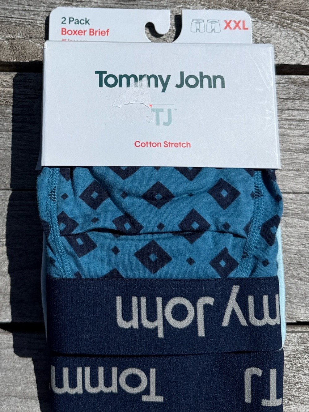 Tommy John Cotton Stretch Boxer Brief 2-Pack XXL Blue Geometric NWT
